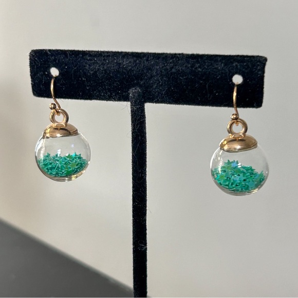 Teal Wishing Ball Earrings - Picture 3 of 6